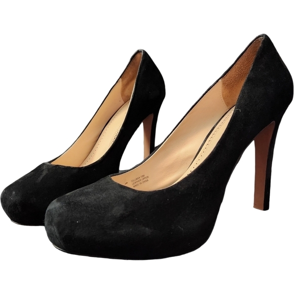 Pour La Victoire Black Suede Platform Heels Size 10 - Picture 1 of 7